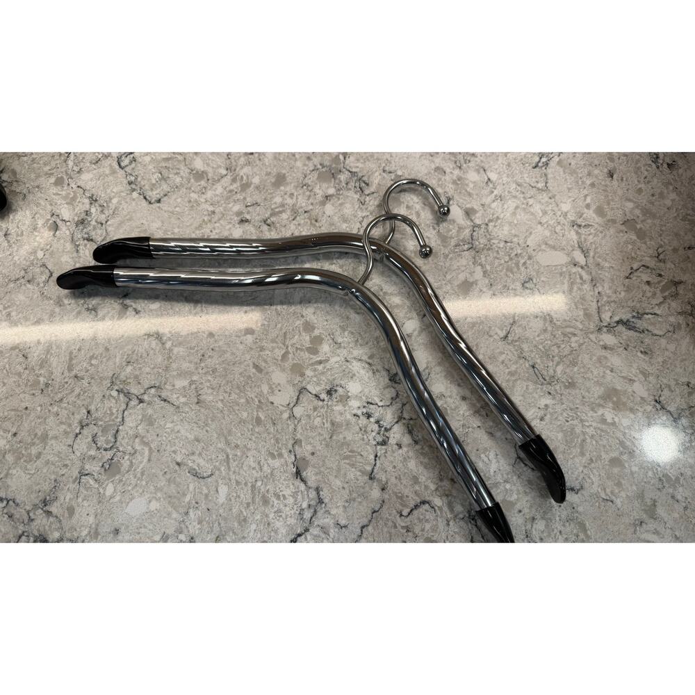 Set of 2 Vintage Lee Rowan Hangers Chrome-plated Finish Black Plastic Tips